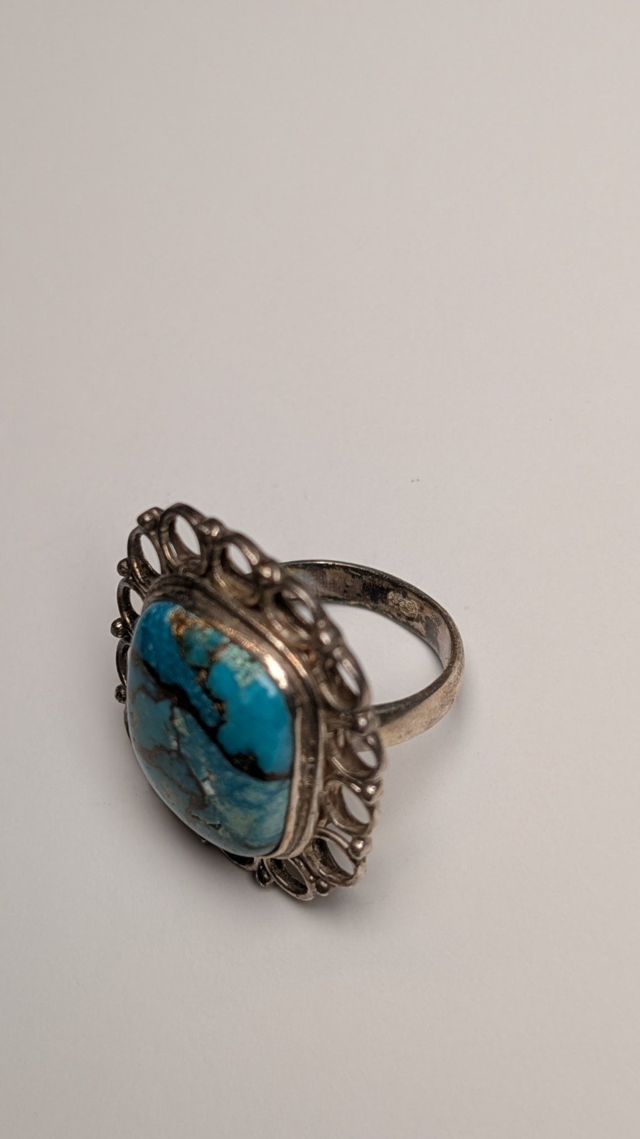 Vintage Sterling Silver Chunky Turquoise Statement Ring | Size S | 925 Silver - Image 3