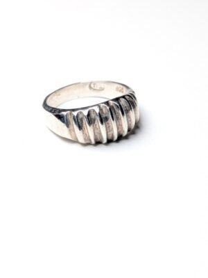 Vintage Sterling Silver Ribbed Ring | Size L 1/2 | 925 Silver