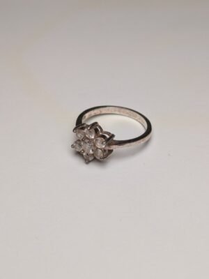 Vintage Sterling Silver Cluster Flower CZ Ring | Size M 1/2 | 925 Silver
