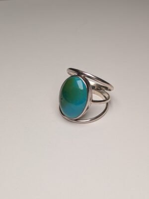 Vintage Sterling Silver Turquoise Ring | Size Q 1/2 | Strange Darker Toning