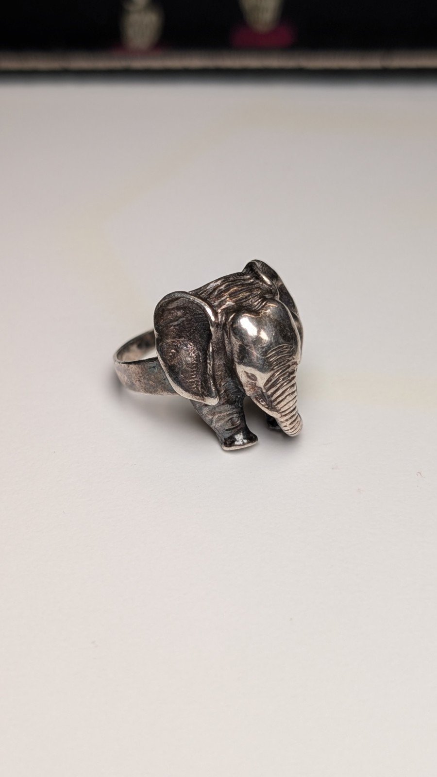 Vintage Sterling Silver Elephant Ring | Size P 1/2 | 925 Silver