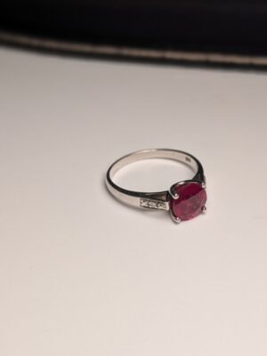 Vintage Sterling Silver Solitaire Ruby Ring | Size R 1/2 | 925 Silver