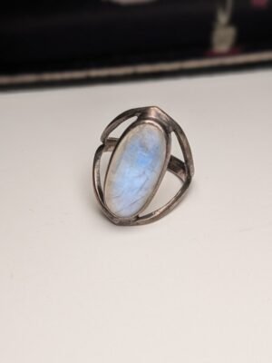 Vintage Sterling Silver Clear/Blue Moonstone Ring | Size O 1/2 | 925 Silver