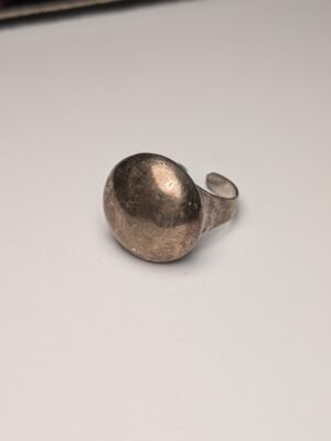 Vintage Sterling Silver Circle Button Ring | Size Q 1/2 (Resizable) | 7.15g