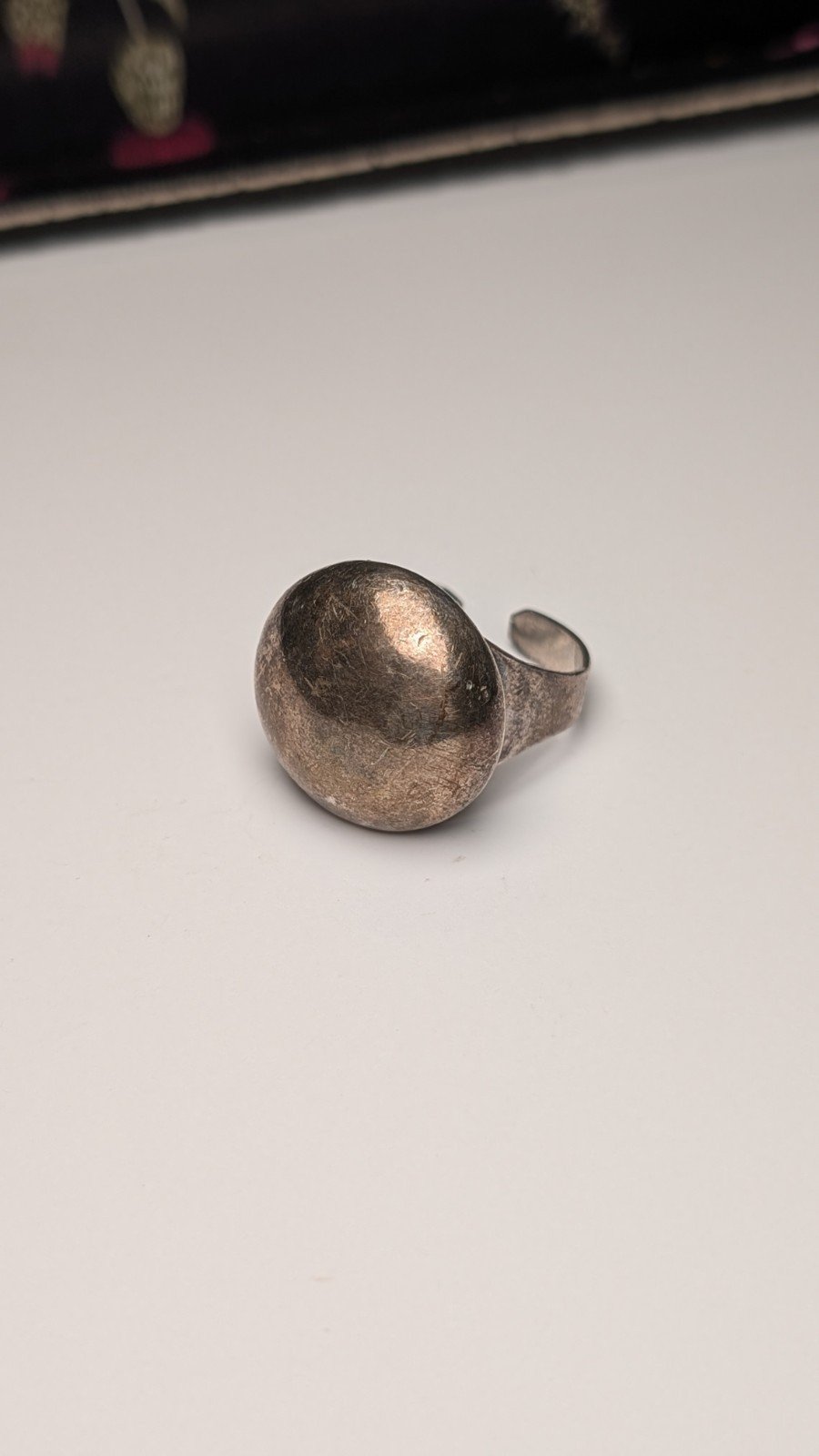 Vintage Sterling Silver Circle Button Ring | Size Q 1/2 (Resizable) | 7.15g