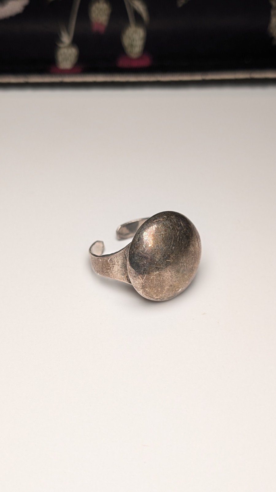 Vintage Sterling Silver Circle Button Ring | Size Q 1/2 (Resizable) | 7.15g - Image 2