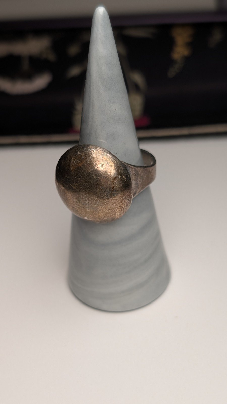 Vintage Sterling Silver Circle Button Ring | Size Q 1/2 (Resizable) | 7.15g - Image 3