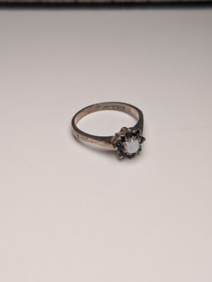 Vintage Sterling Silver 1981 Sapphire & Opal Ring | Size K 1/2 | 925 Silver