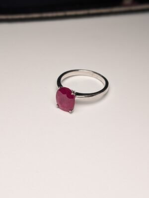 Vintage Sterling Silver Solitaire Ruby Ring | Size P 1/2 | 925 Silver | TGGC