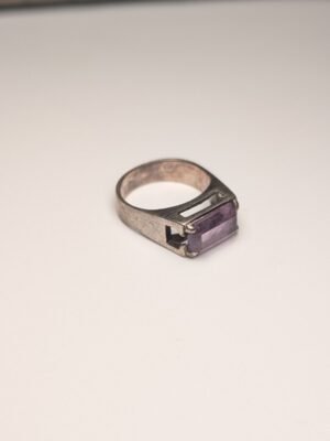 Vintage Sterling Silver Amethyst Gemstone Ring | Size M 1/2 | 925 Silver