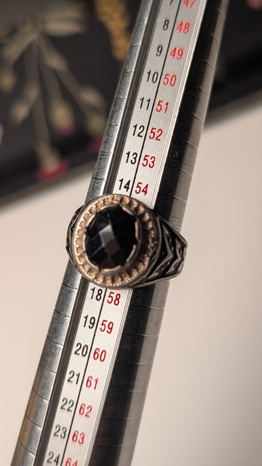 Vintage Sterling Silver 1965 Egyptian Black Onyx Ring | Size P | 925 Silver - Image 10
