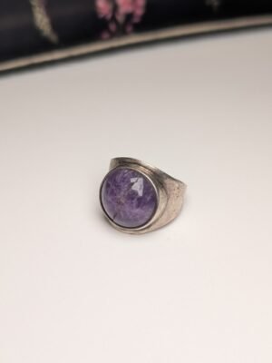 Vintage Sterling Silver 1971 Amethyst Ring | Size Q | 925 Silver | Cracked