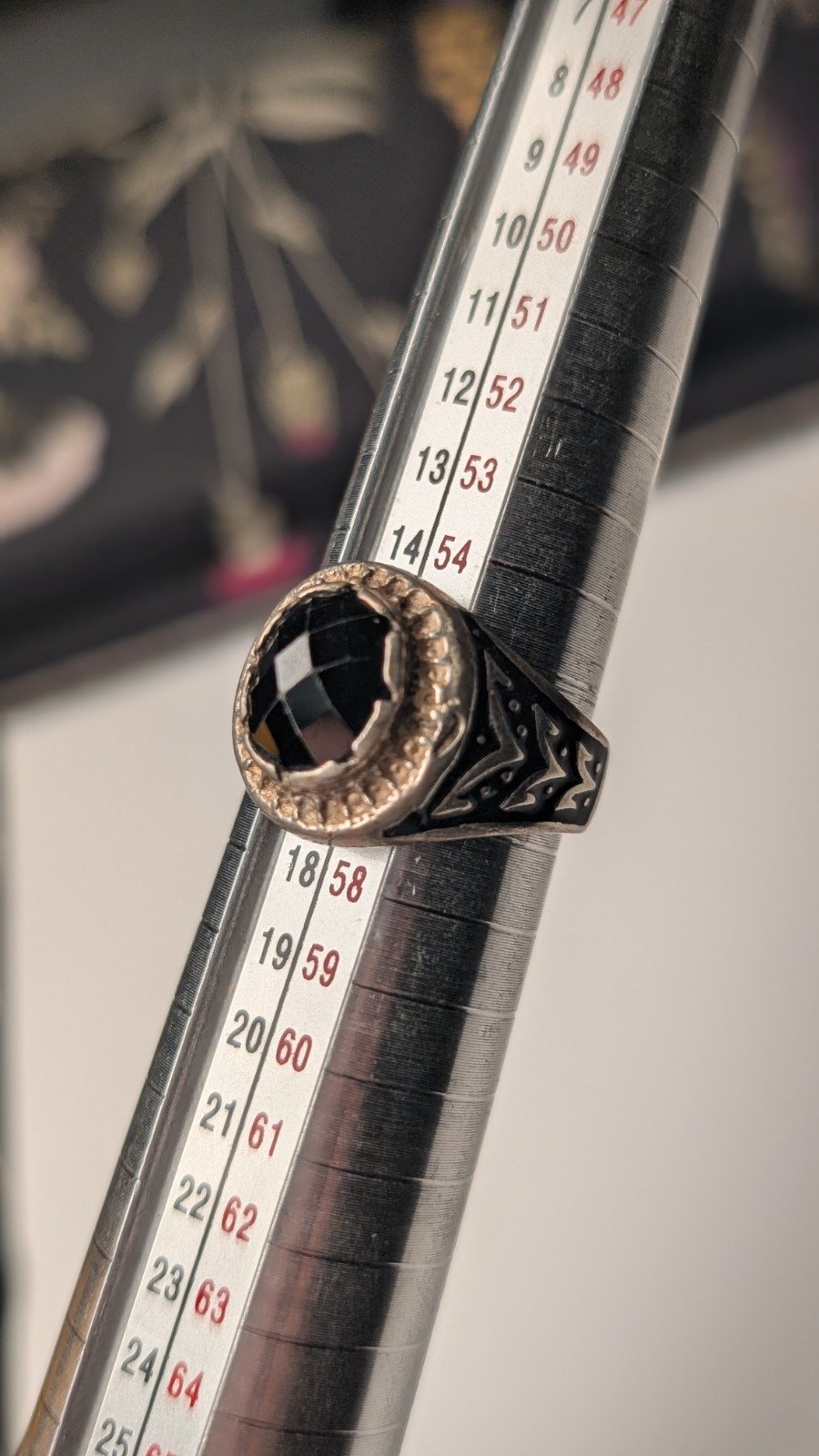 Vintage Sterling Silver 1965 Egyptian Black Onyx Ring | Size P | 925 Silver - Image 11