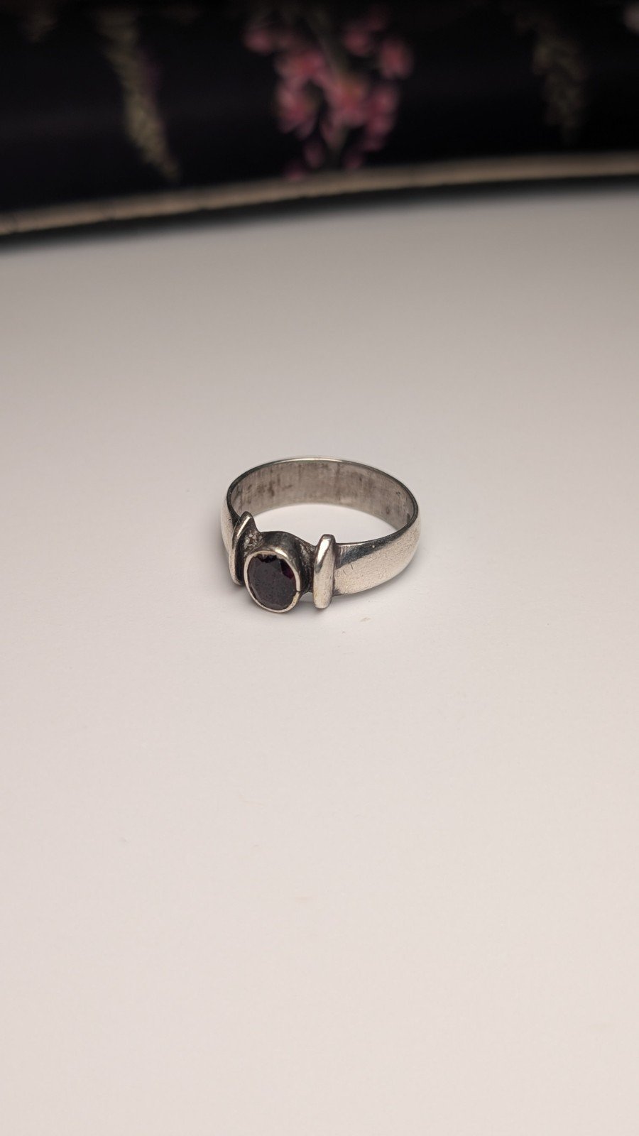 Vintage Sterling Silver Red Garnet Ring | Size O 1/2 | 925 Silver