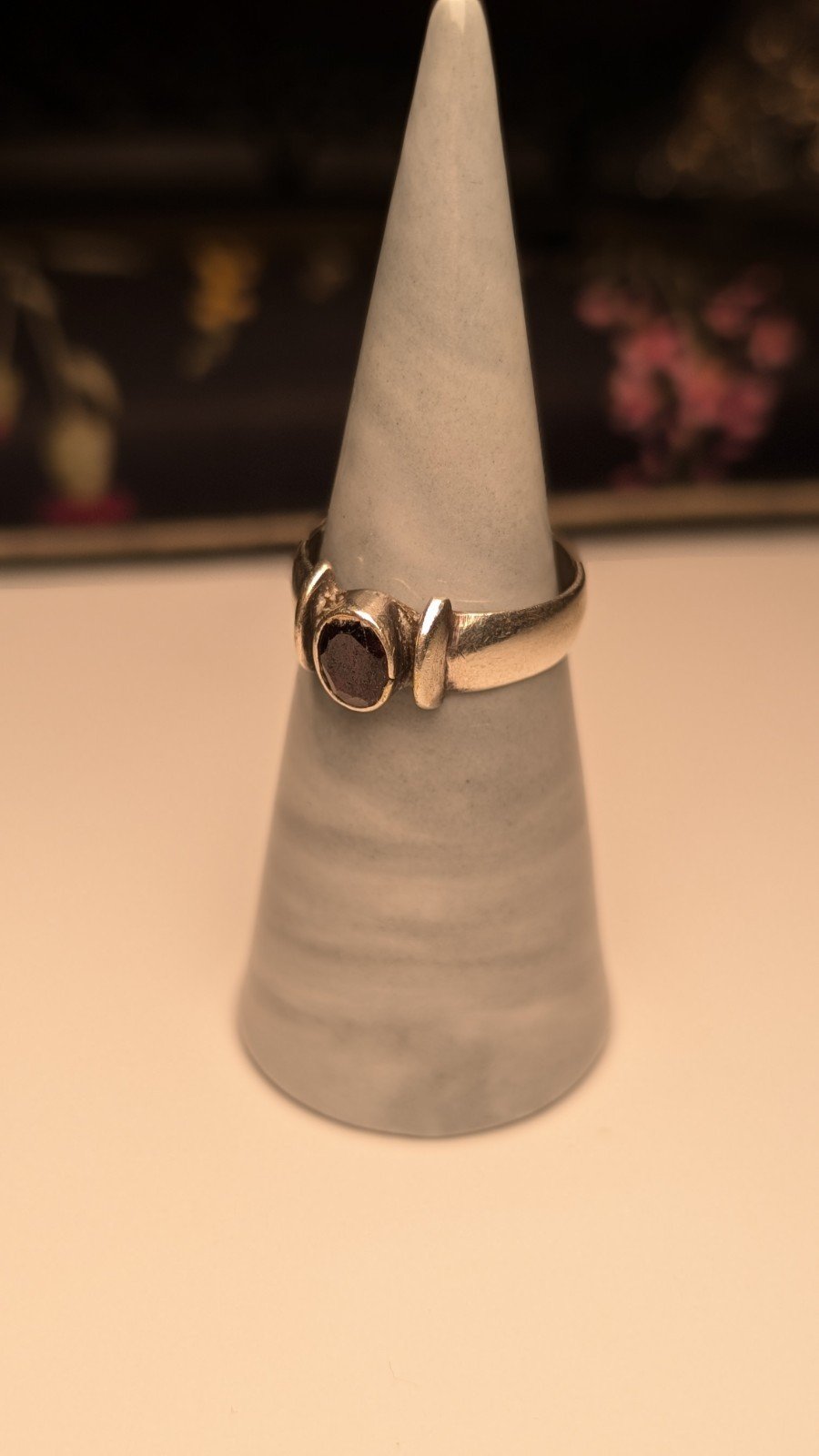 Vintage Sterling Silver Red Garnet Ring | Size O 1/2 | 925 Silver - Image 6