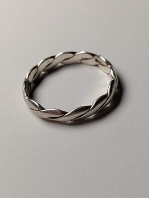 Vintage Sterling Silver Weave Pattern Band Ring | Size Y 1/2 | 925 Silver