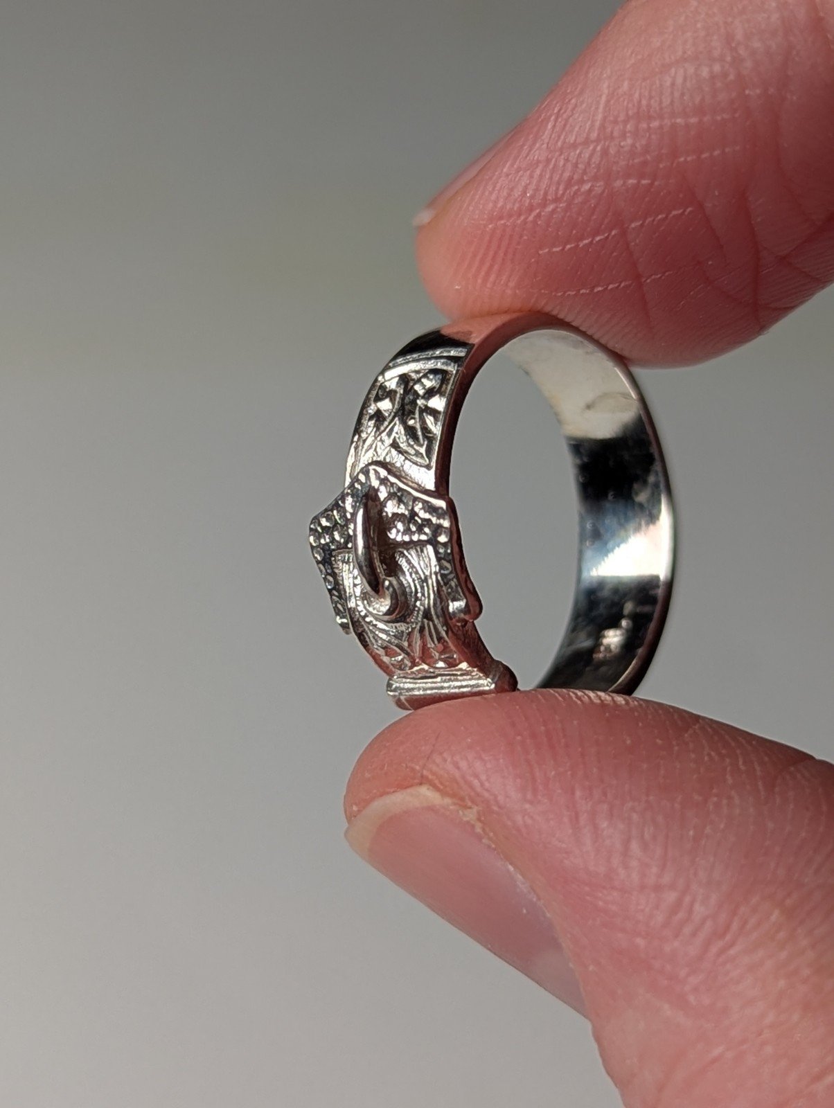 Vintage Sterling Silver Men's Belt Buckle Ring | Size L 1/2 | 925 Silver - Image 2