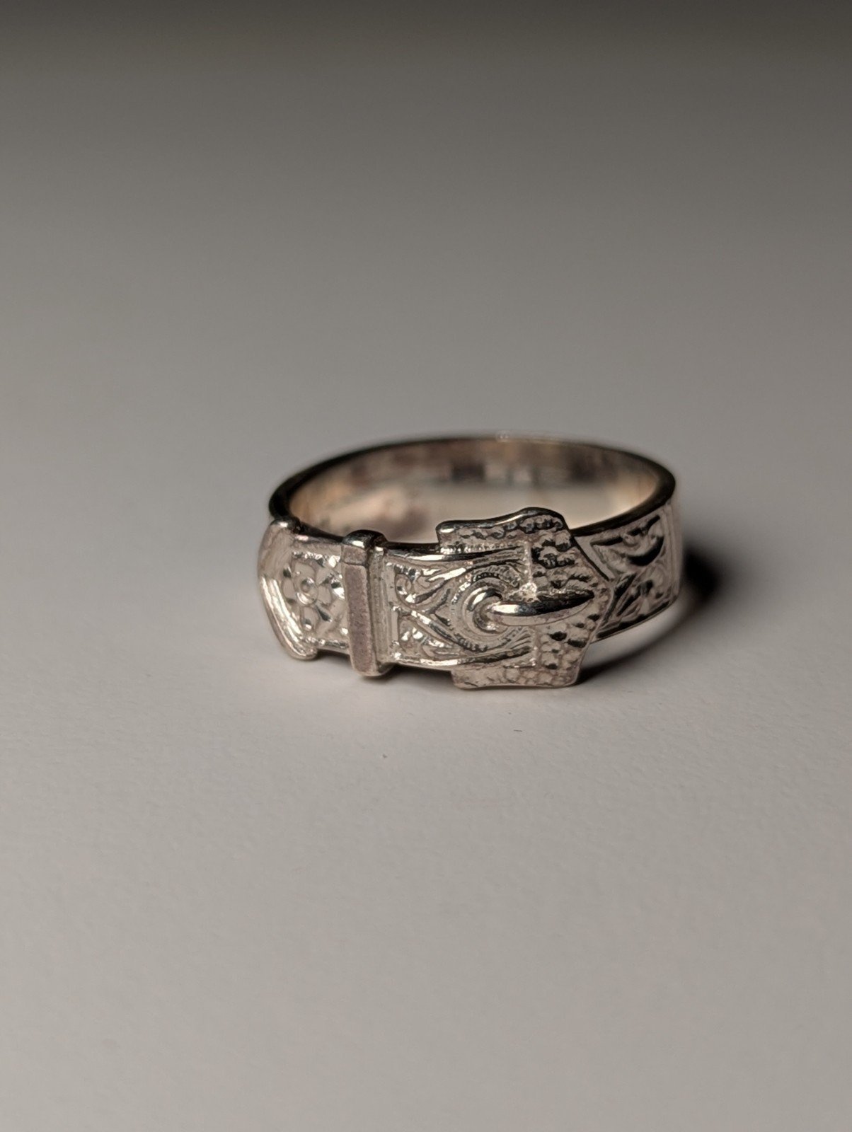 Vintage Sterling Silver Men's Belt Buckle Ring | Size L 1/2 | 925 Silver - Image 3