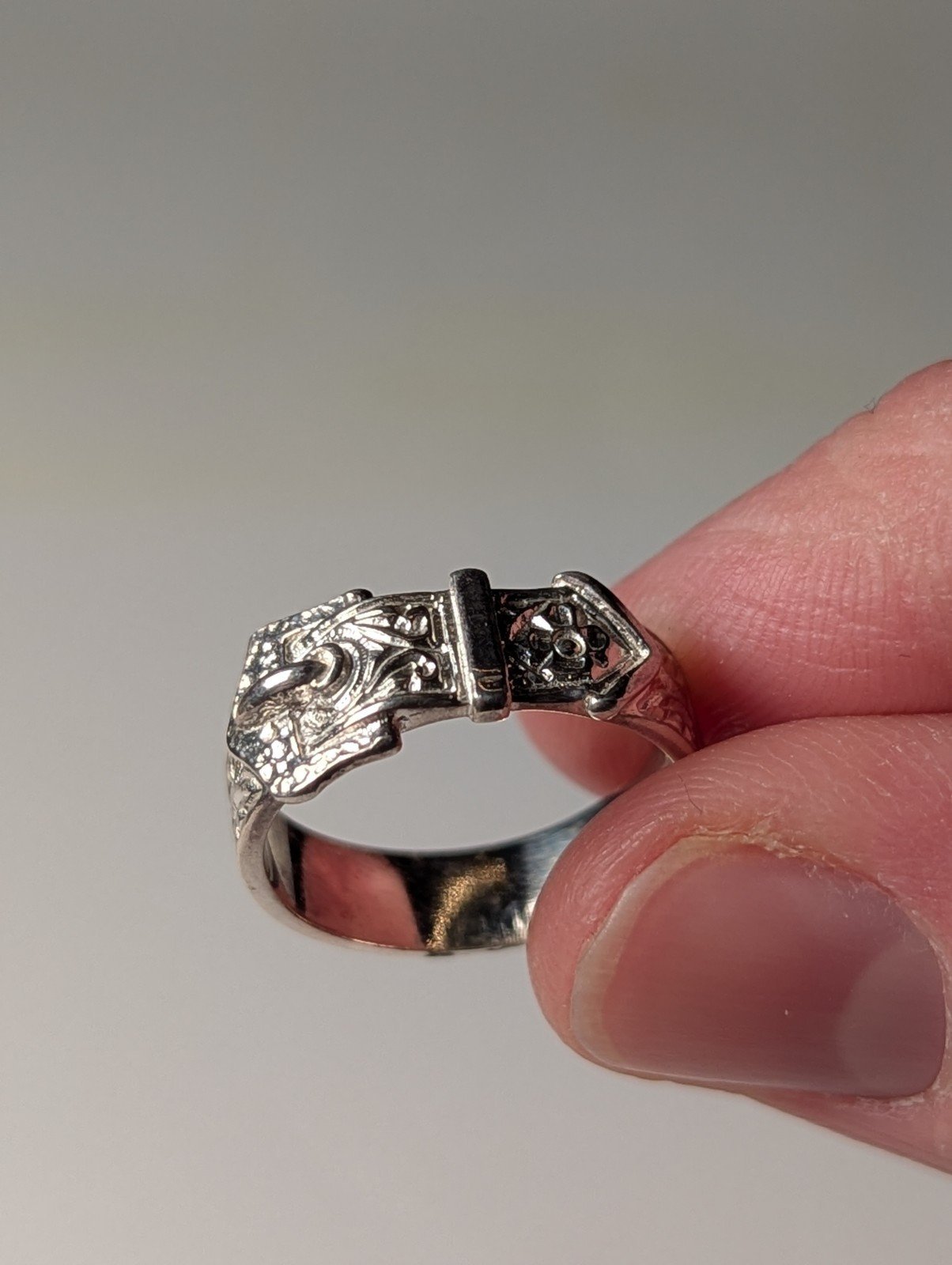 Vintage Sterling Silver Men's Belt Buckle Ring | Size L 1/2 | 925 Silver - Image 4