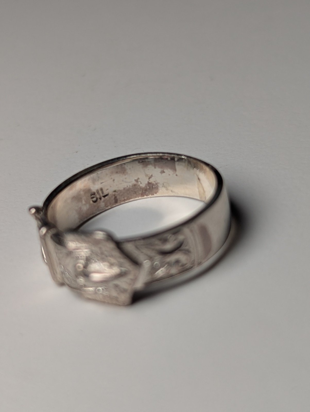 Vintage Sterling Silver Men's Belt Buckle Ring | Size L 1/2 | 925 Silver - Image 5