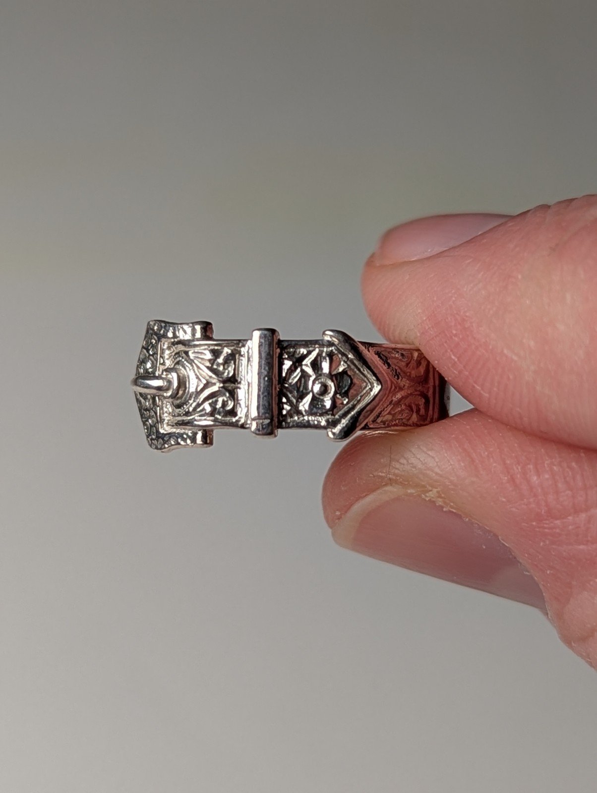 Vintage Sterling Silver Men's Belt Buckle Ring | Size L 1/2 | 925 Silver - Image 6