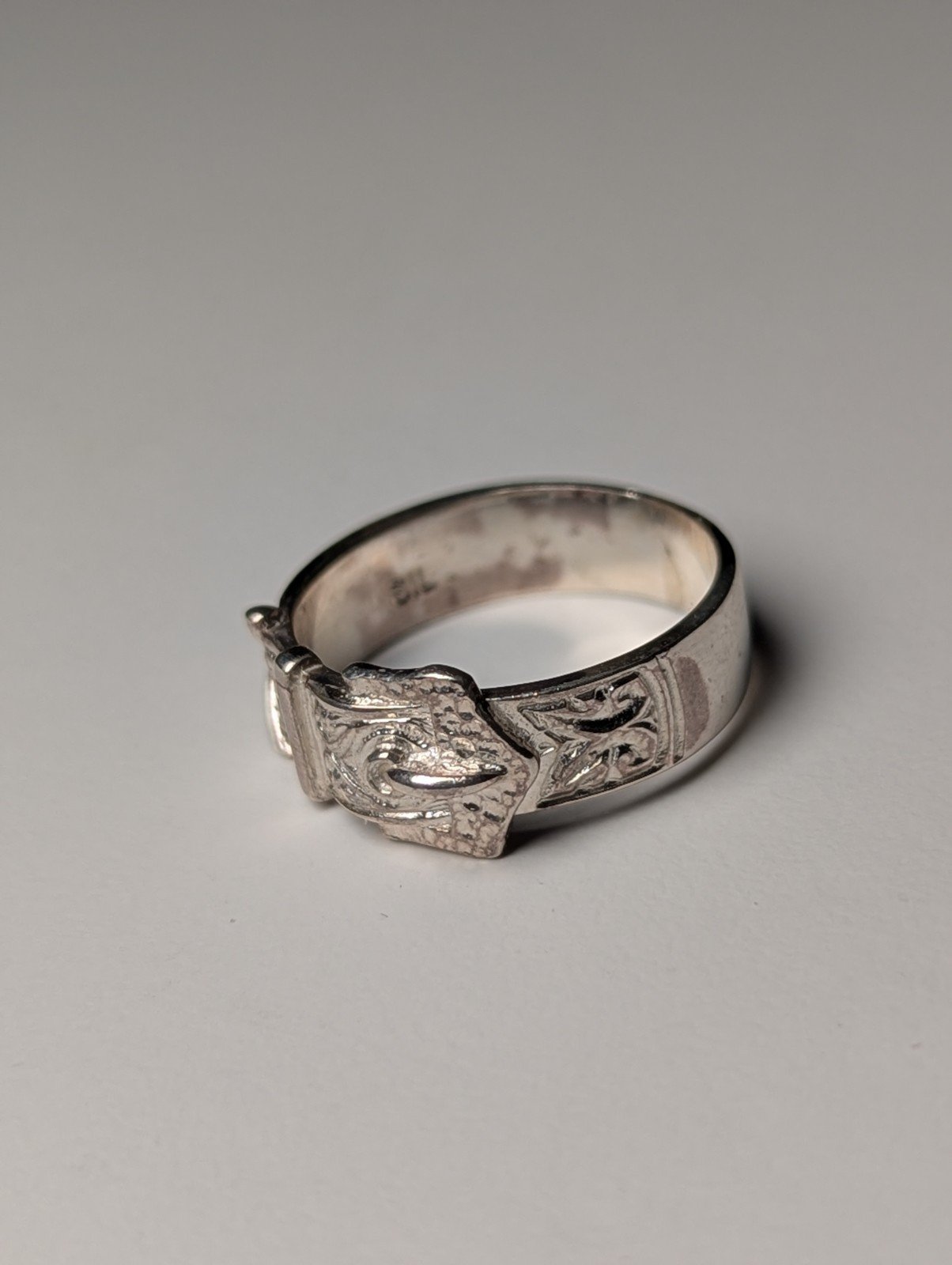 Vintage Sterling Silver Men's Belt Buckle Ring | Size L 1/2 | 925 Silver - Image 7