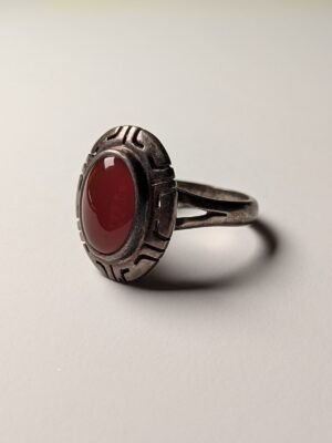 Vintage Sterling Silver Mexico Carnelian Gemstone Ring | Size R 1/2 | 925 Silver