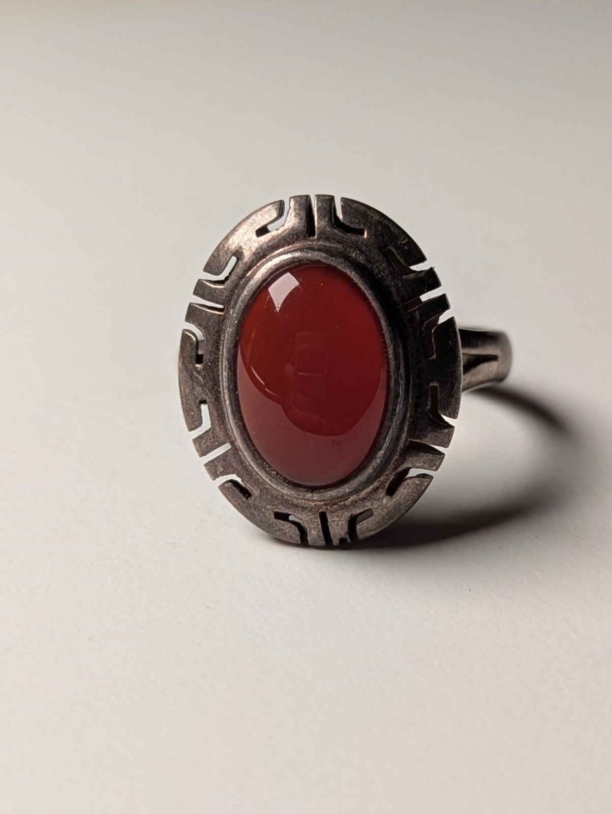 Vintage Sterling Silver Mexico Carnelian Gemstone Ring | Size R 1/2 | 925 Silver - Image 2