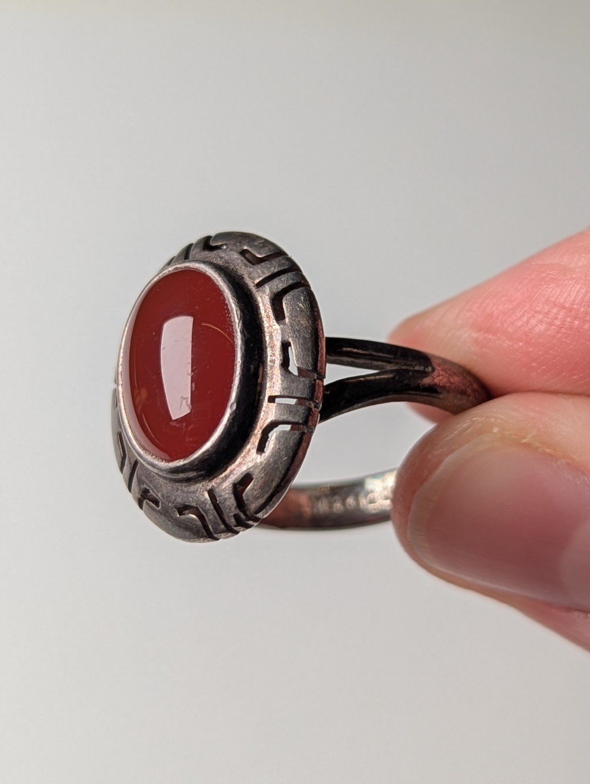 Vintage Sterling Silver Mexico Carnelian Gemstone Ring | Size R 1/2 | 925 Silver - Image 3