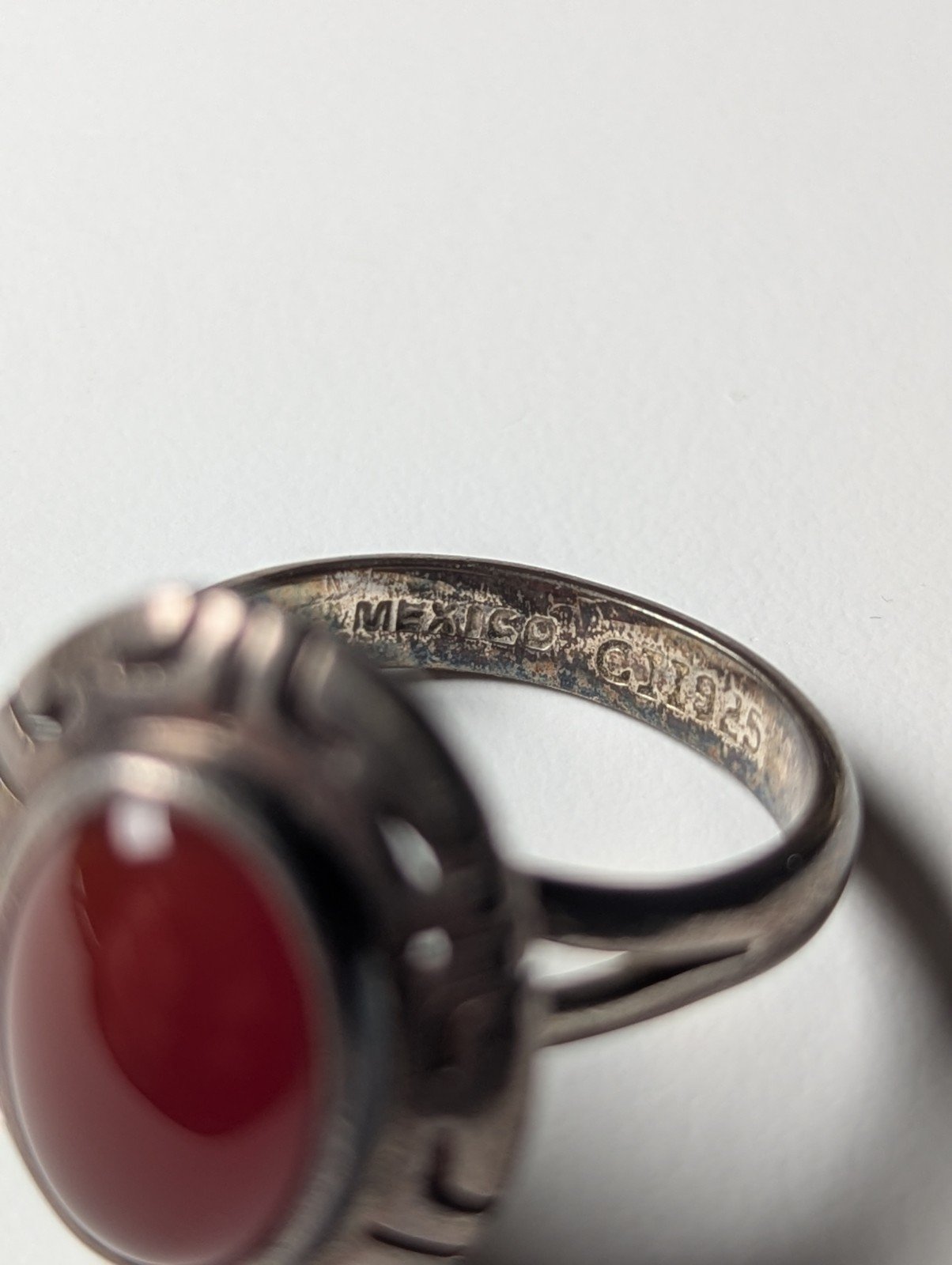 Vintage Sterling Silver Mexico Carnelian Gemstone Ring | Size R 1/2 | 925 Silver - Image 4