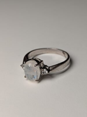 Vintage Sterling Silver Rainbow Moonstone Ring | Size N | 925 Silver