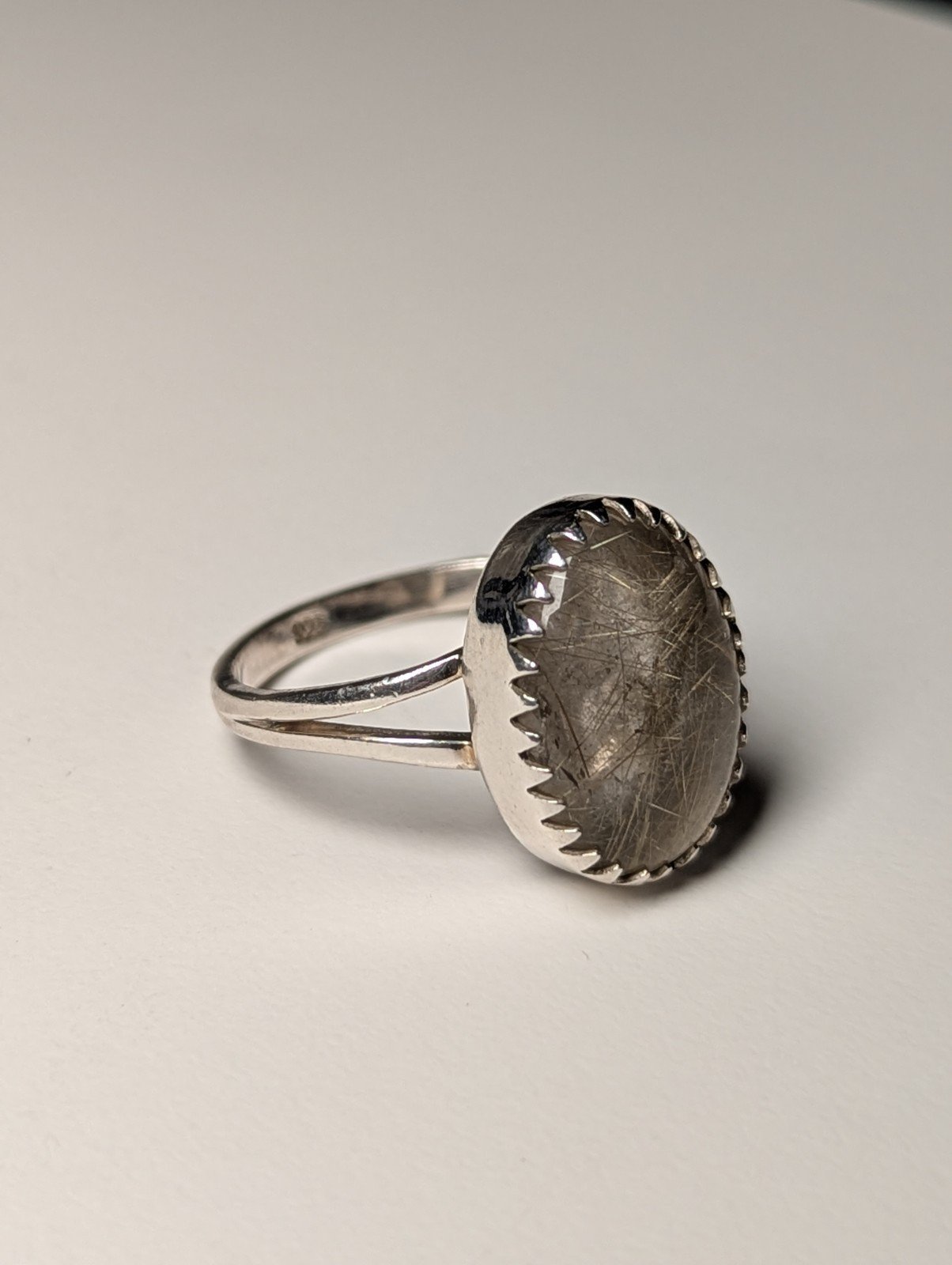 Vintage Sterling Silver Clear Natural Rutilated Quartz Ring | Size V 1/2 | 925 - Image 4