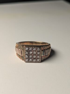 Vintage Sterling Silver Gold Tone Men's CZ Signet Ring | X 1/2 | 925 Silver