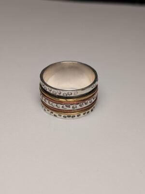 Vintage Sterling Silver With Gold/Copper Tone Thick Spinner Ring | Size U