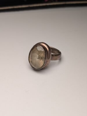 Vintage Sterling Silver Smokey/Clear Quartz Gemstone Ring | Size O 1/2 | 925