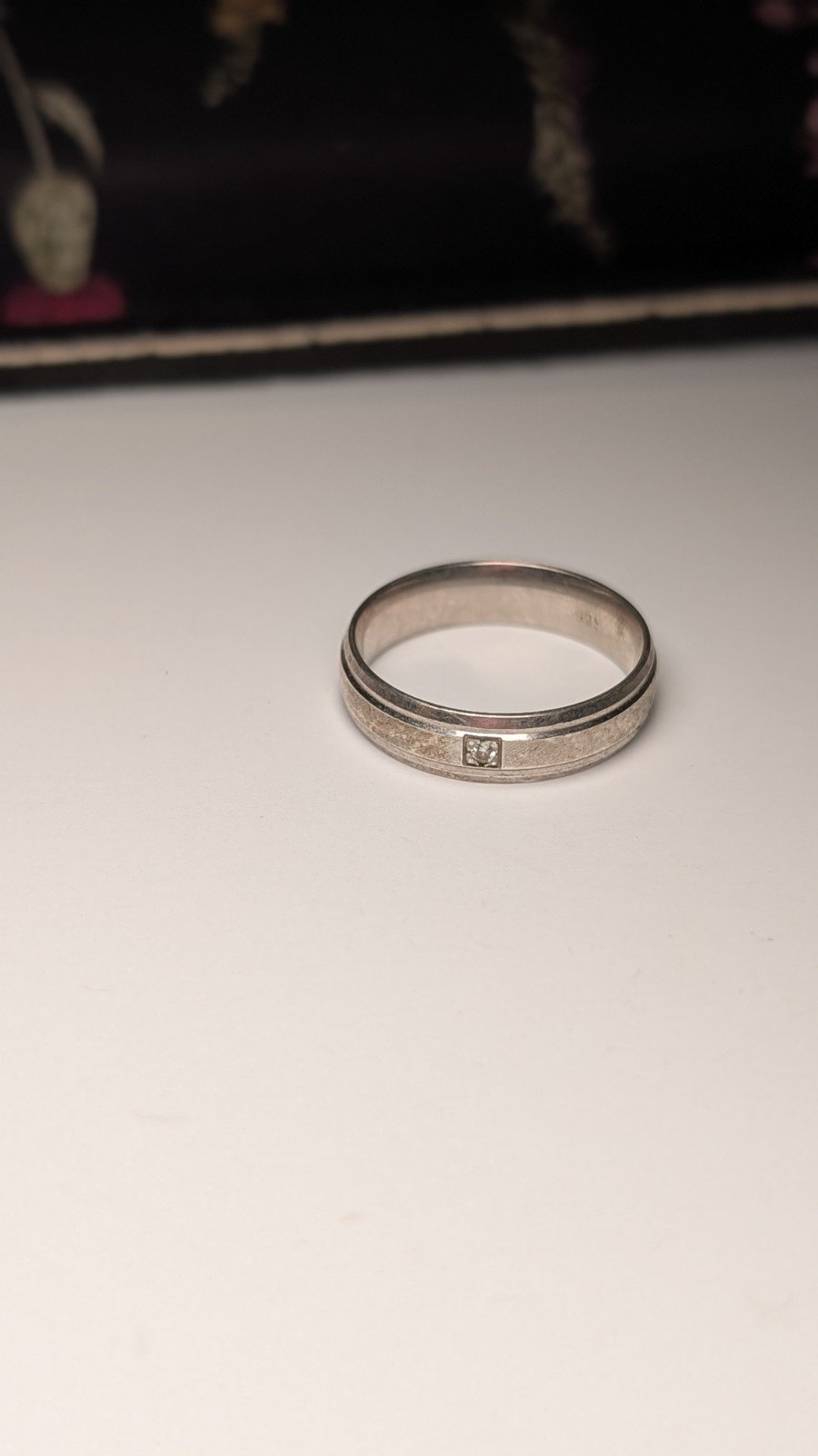 Vintage Sterling Silver Diamond Band Ring | Size P 1/2 | 925 Silver - Image 5