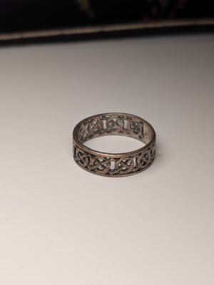 Vintage Sterling Silver Celtic Openwork Design Band Ring | Size R | 925 Silver