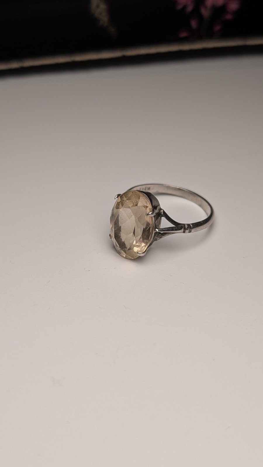 Vintage Sterling Silver Clear / Smokey Quartz Ring | Size O | 925 Silver