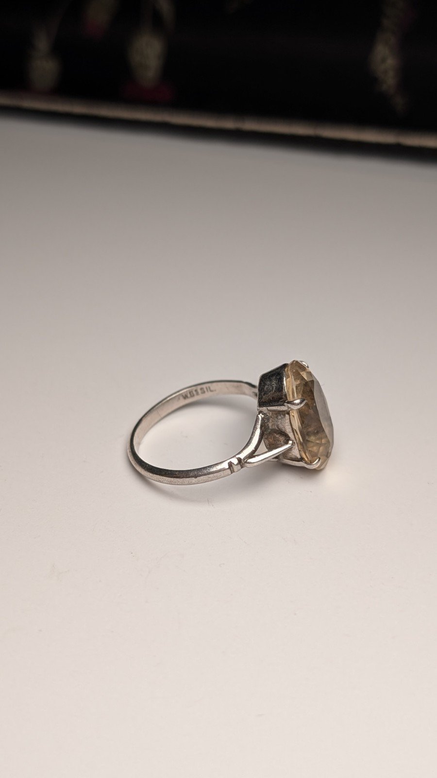 Vintage Sterling Silver Clear / Smokey Quartz Ring | Size O | 925 Silver - Image 3