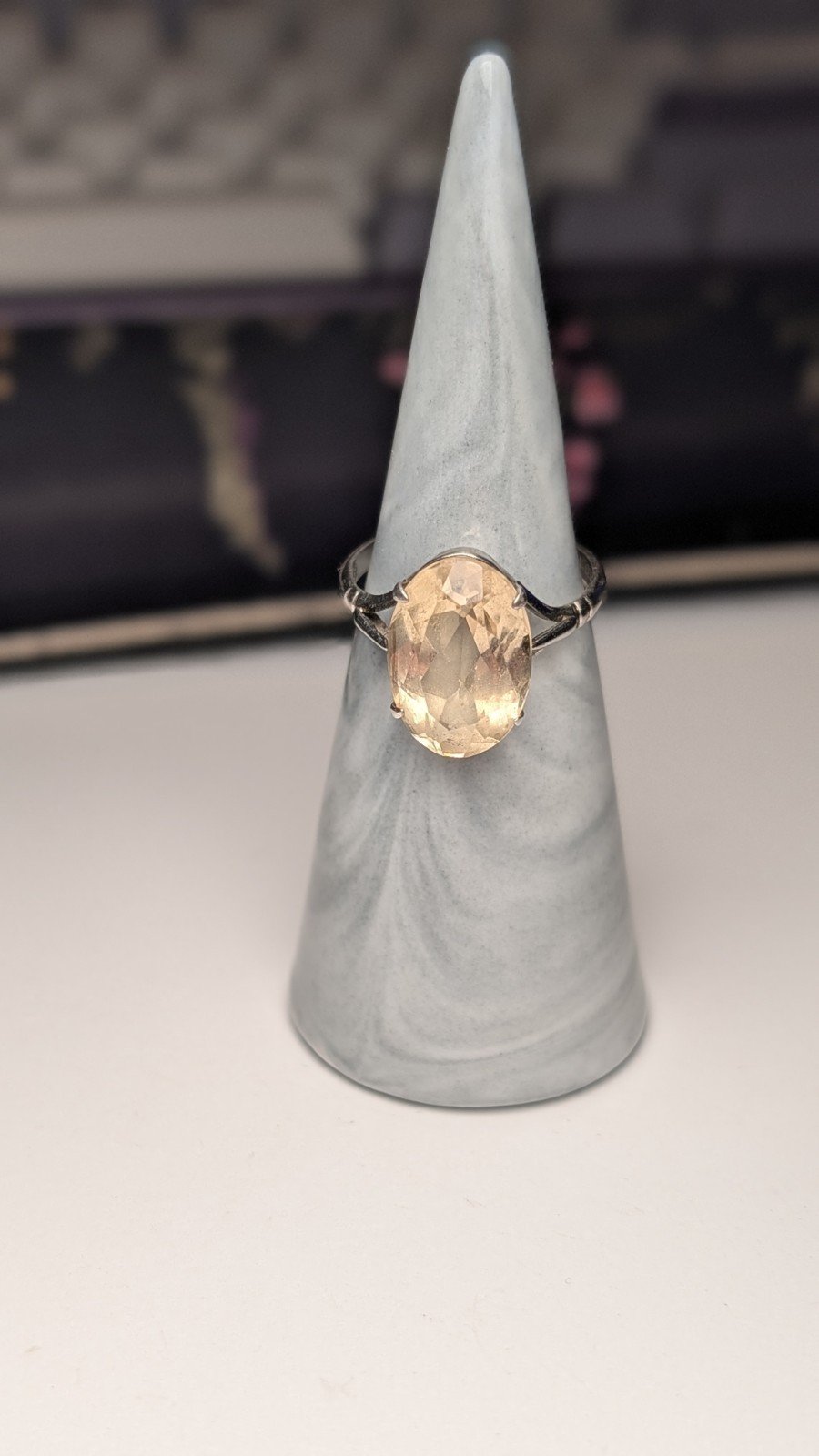Vintage Sterling Silver Clear / Smokey Quartz Ring | Size O | 925 Silver - Image 4