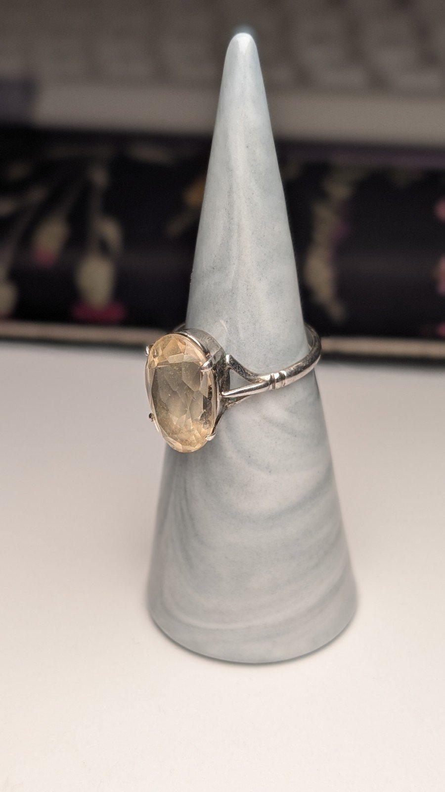 Vintage Sterling Silver Clear / Smokey Quartz Ring | Size O | 925 Silver - Image 7