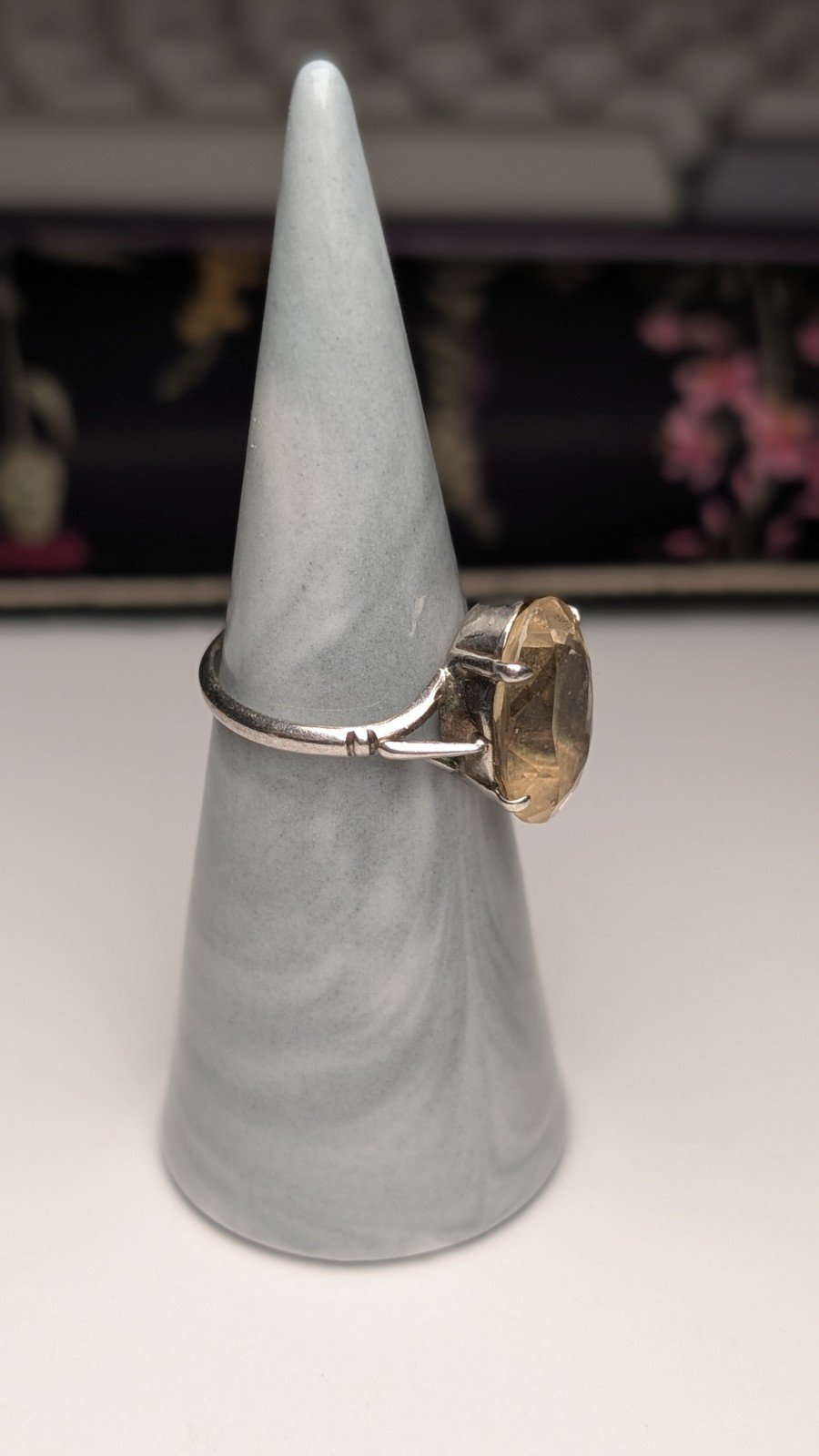 Vintage Sterling Silver Clear / Smokey Quartz Ring | Size O | 925 Silver - Image 8