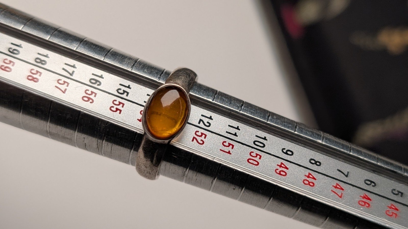 Vintage Sterling Silver Amber Gemstone Band Ring | Size M 1/2 | 925 Silver - Image 9