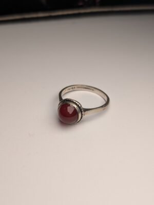 Vintage Sterling Silver Orange Carnelian Gemstone Ring | Size O 1/2 | 925 Silver