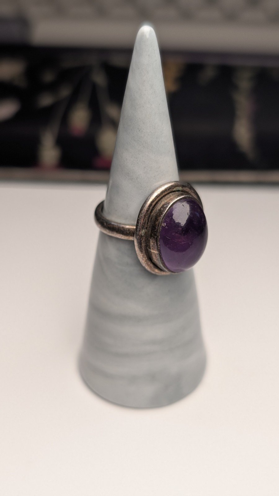 Vintage Sterling Silver Oval Amethyst Gemstone Ring | Size L 1/2 | 925 Silver