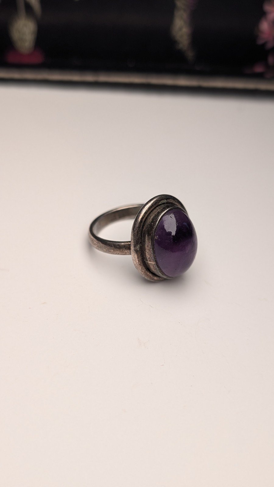 Vintage Sterling Silver Oval Amethyst Gemstone Ring | Size L 1/2 | 925 Silver - Image 3