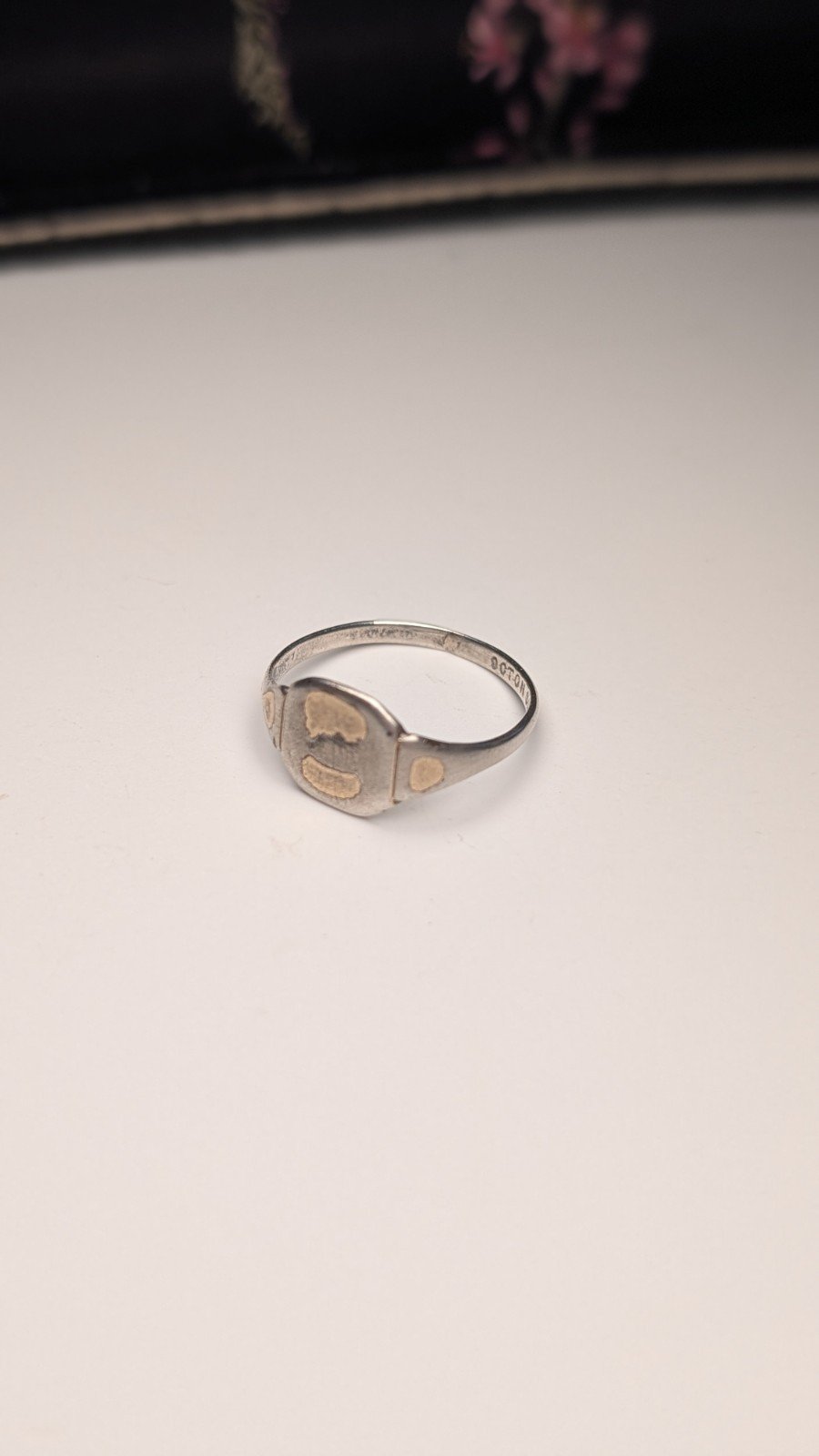 Vintage 9ct Plated Sterling Silver Men's Signet Ring | Size Q | 925 Silver