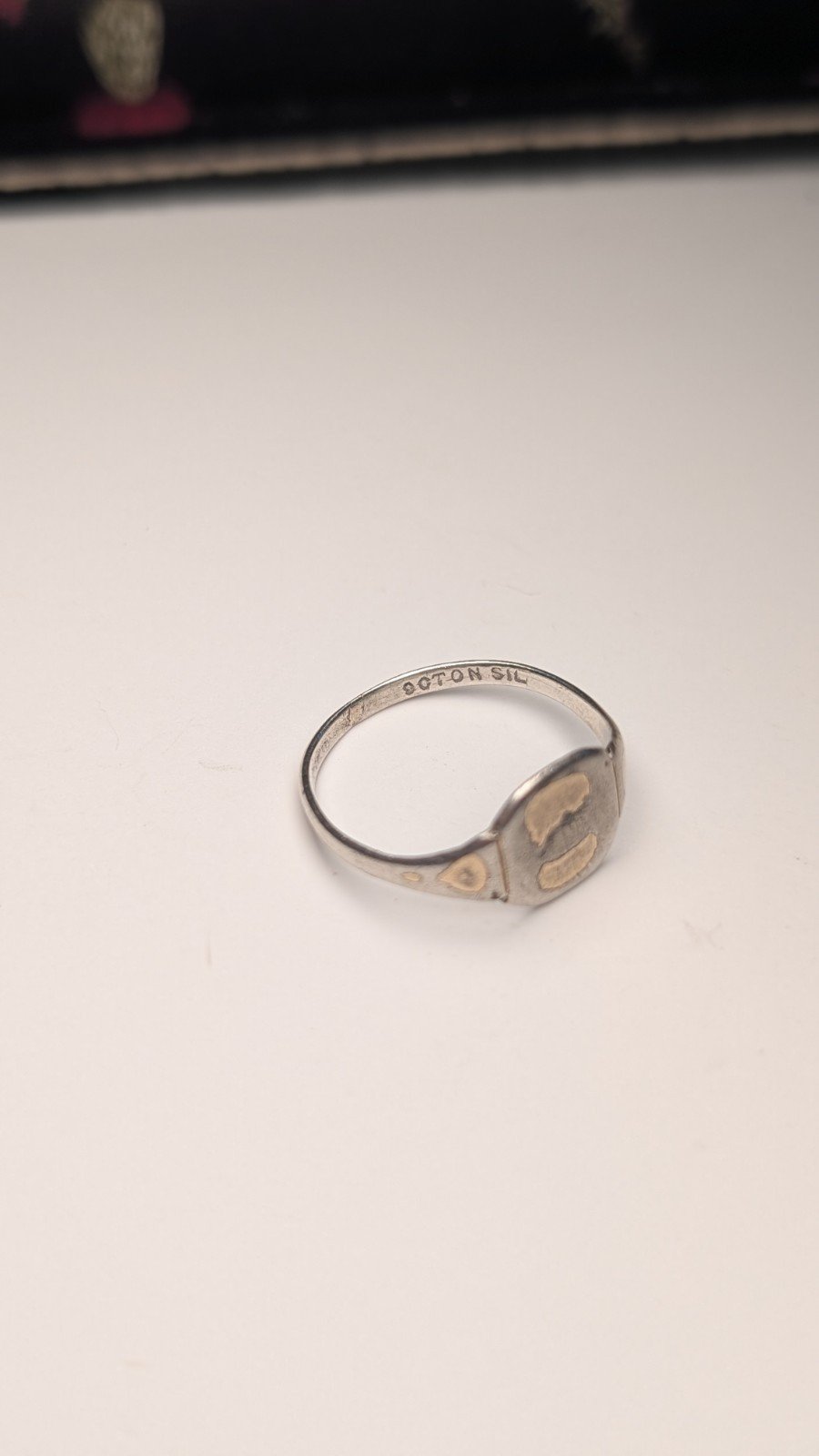 Vintage 9ct Plated Sterling Silver Men's Signet Ring | Size Q | 925 Silver - Image 3