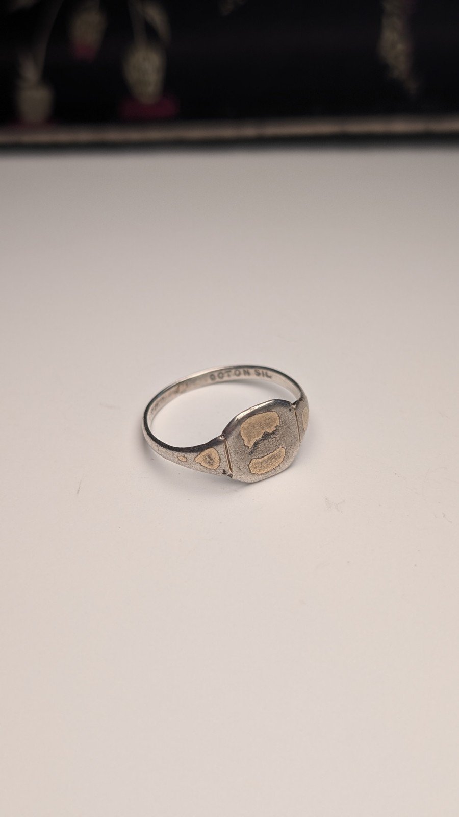 Vintage 9ct Plated Sterling Silver Men's Signet Ring | Size Q | 925 Silver - Image 4