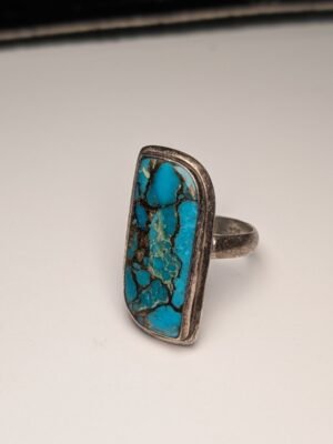 Vintage Sterling Silver Natural Blue Turquoise Ring | Size S | 925 Silver